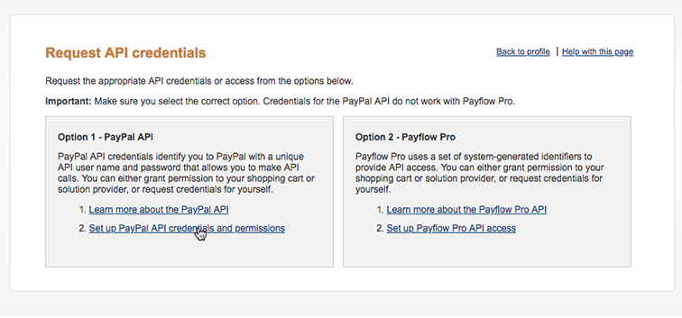 Paypal Request Credentials