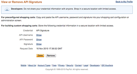 Request API signature
