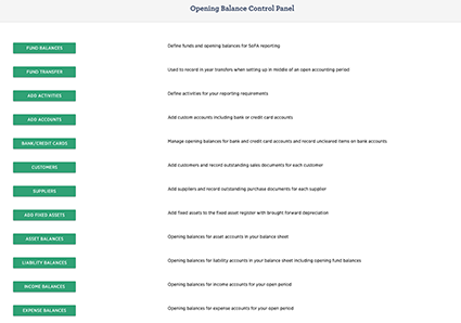 Opening Balance Control Panel 1