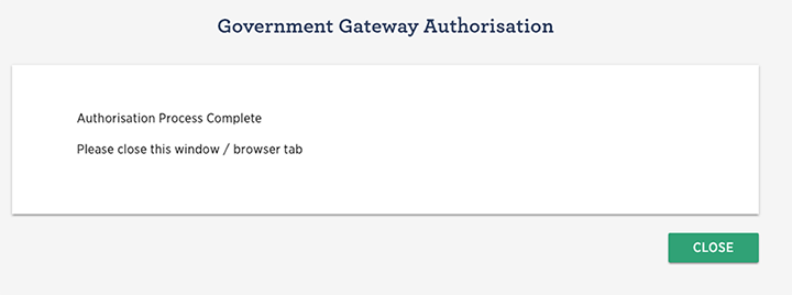 Authorisation Complete